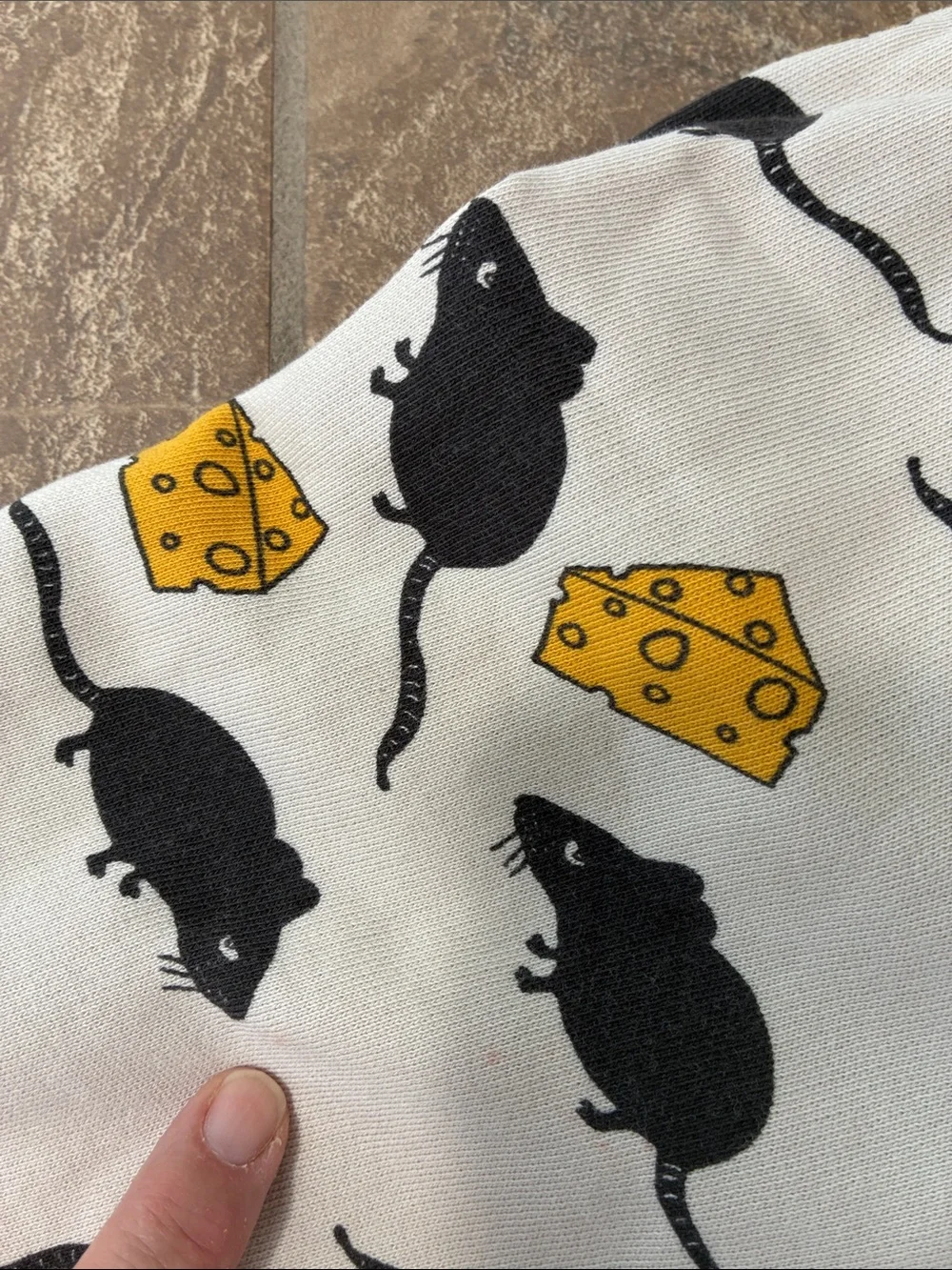Mini Rodini Light Grey Unisex Cheese & Mouse Print Jogger Set
